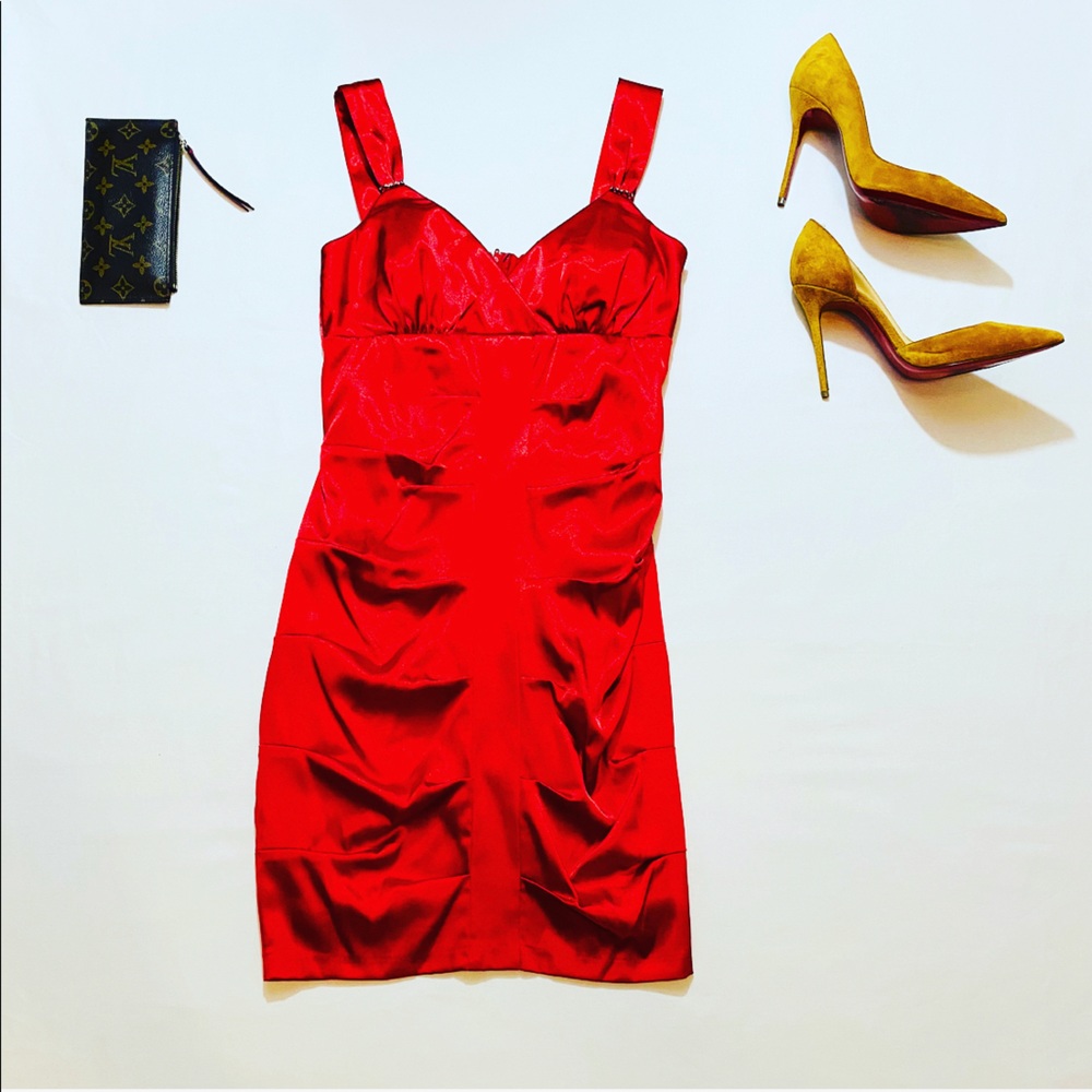 2/$24 Red Ruched Semi-Formal Dress